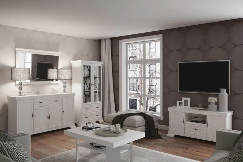 Salon complet F Sentis, 5 pièces, Couleur : Pin blanc