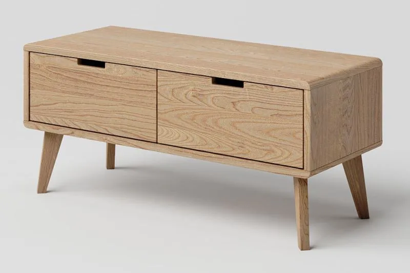 Meuble TV Aurornis 52 en chêne massif naturel | 96 x 40 cm | Design moderne et compact