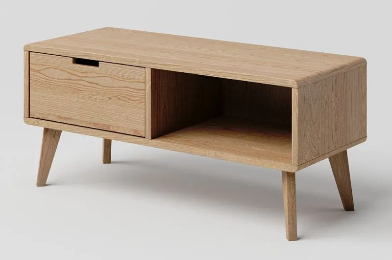 Meuble TV en chêne massif naturel Aurornis 53 | Design moderne | 44 x 96 x 40 cm
