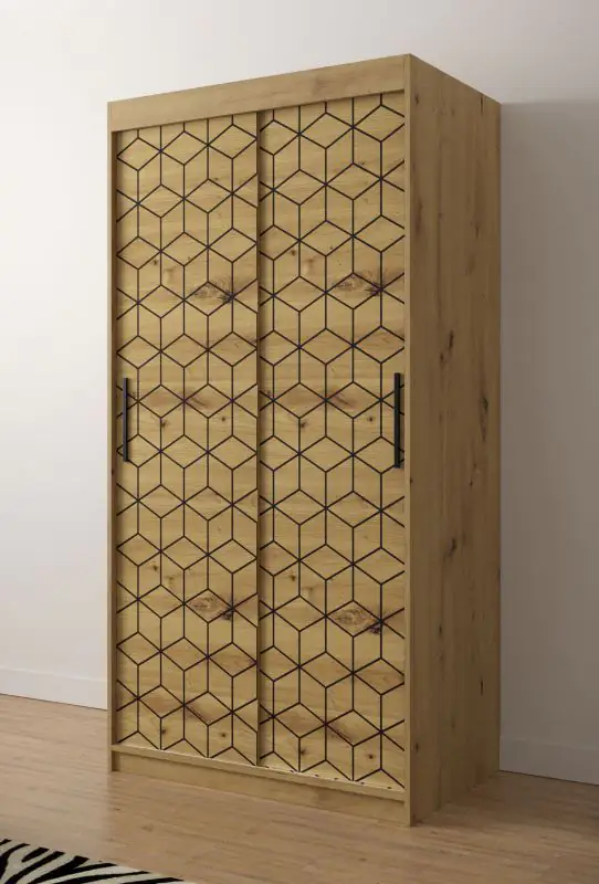 Armoire sobre avec deux tringles à vêtements Dom 37, Couleur : Chêne Artisan - Dimensions : 200 x 100 x 62 cm (h x l x p), avec suffisamment d'espace de rangement