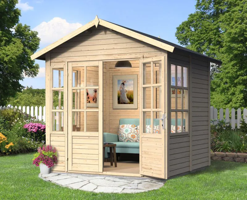 Abri de jardin Leisnig 01 avec plancher, Naturel - en éléments de 19 mm, surface au sol : 5,10 m², Toit à deux versants