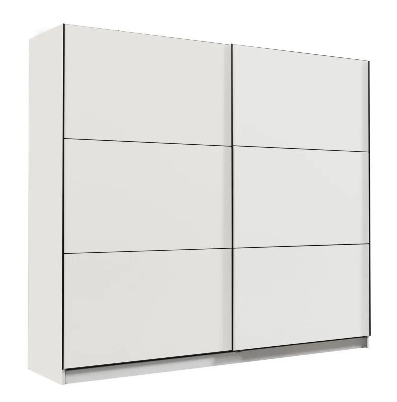Penderie large à portes coulissantes Kule 07 | Blanc élégant | 2 tringles | 10 compartiments | 210 x 217 x 62,5 cm