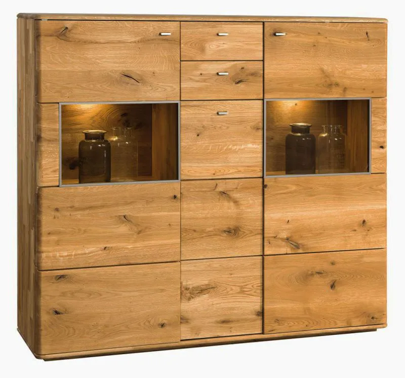 Vitrine Lencois 18 | Chêne massif huilé et brossé | Naturel | 136 x 153 x 39 cm