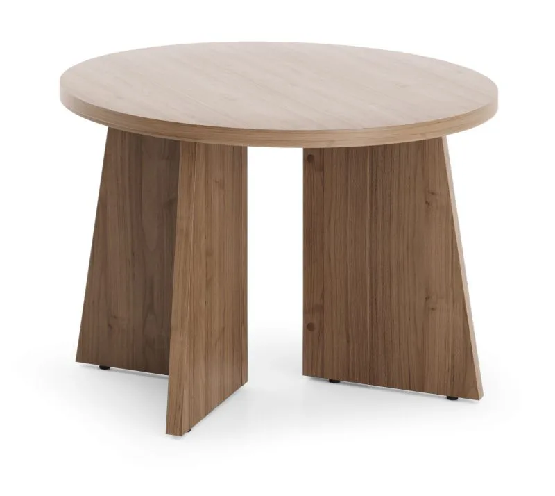 Petite table basse | 58 x 58 x 40 cm | table ronde | table d'appoint | couleur noyer | chants ABS | Belladere 08