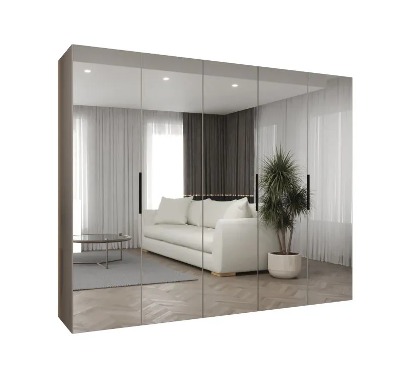 Armoire à portes battantes avec miroirs Korab 152 | Cachemire | 5 portes miroir | Largeur 2,5 m | Soft-Close