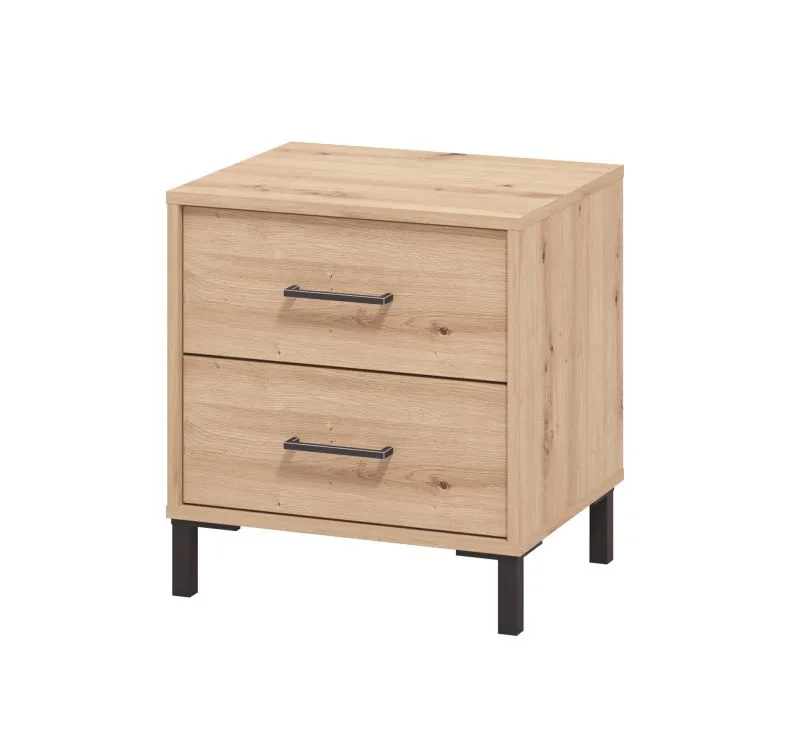 Table de chevet Sabas 16 | 2 tiroirs | Chêne artisan | Design moderne | 52 x 48 x 40 cm