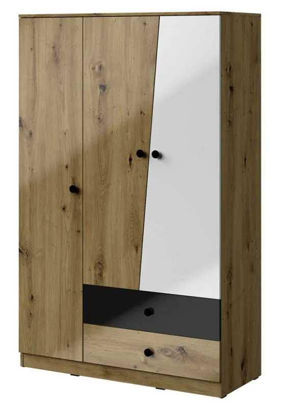 120 cm de large Armoire avec 3 portes, 6 casiers et 2 tiroirs | Couleur: Chêne | Profondeur: 50 cm Abbildung
