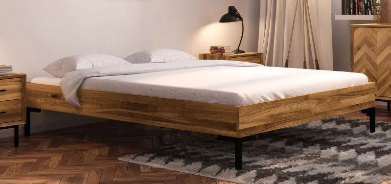 Lit double Kumeu 03 en chêne sauvage massif huilé | 160 x 200 cm | Design exclusif