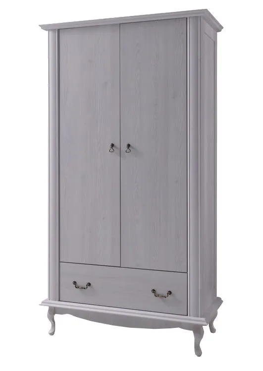 Armoire penderie Bignona 02 | Portes battantes | Pin blanc | 196 x 105 x 57 cm