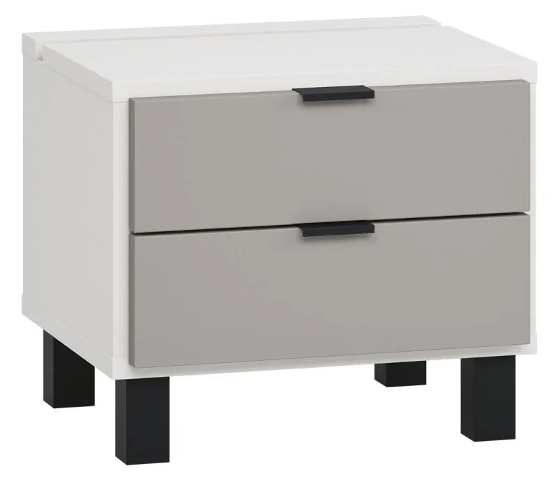 Table de nuit Pantanoso 16 | Blanc & Gris | 40 x 45 x 40 cm | LED intégrée & Design moderne