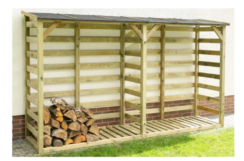 Abri pour bois de cheminée 05 - Dimensions : 360 x 80 x 205 cm (l x L x h)