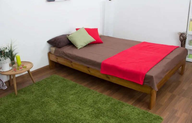Bois massif Cadre de lit Pin 120 x 200 cm Chêne Abbildung