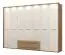 Armoire à portes battantes / Penderie avec cadre LED Gataivai 60, Couleur : Beige brillant / Noyer - Dimensions : 224 x 272 x 56 cm (H x L x P)