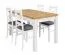 Table de salle à manger à ralonge Temerin 35 avec 4 chaises en bois massif, Chêne doré Craft / Blanc mat, rembourrage confortable et doux de l'assise, design attrayant