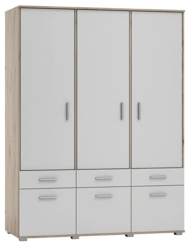 Armoire à portes battantes / armoire Kavieng 20, couleur : chêne / blanc - Dimensions : 200 x 120 x 60 cm (H x L x P)