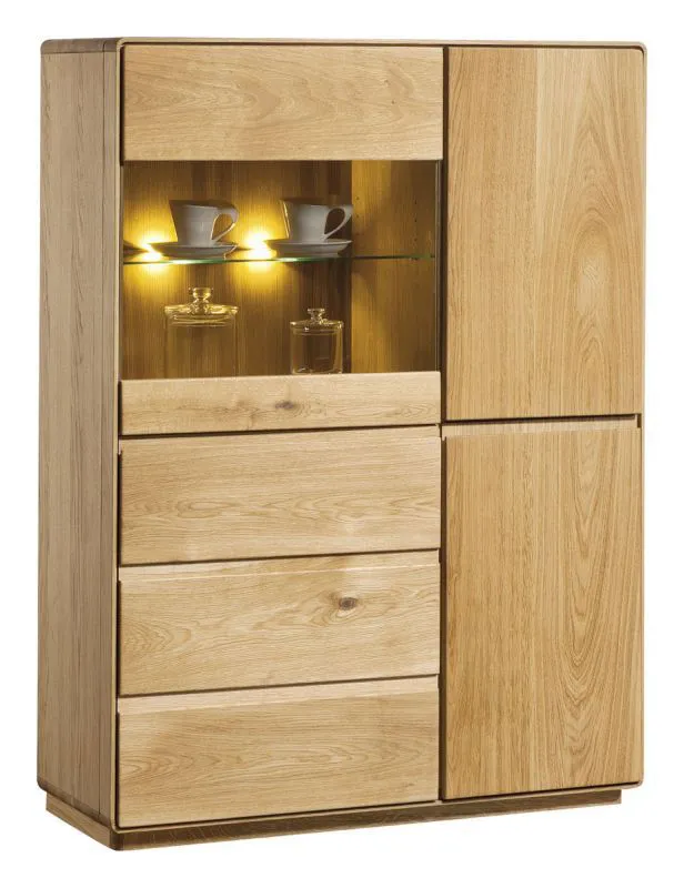 Vitrine Fazenda 16 | Chêne naturel partiellement massif | 135 x 99 x 41 cm | Design moderne