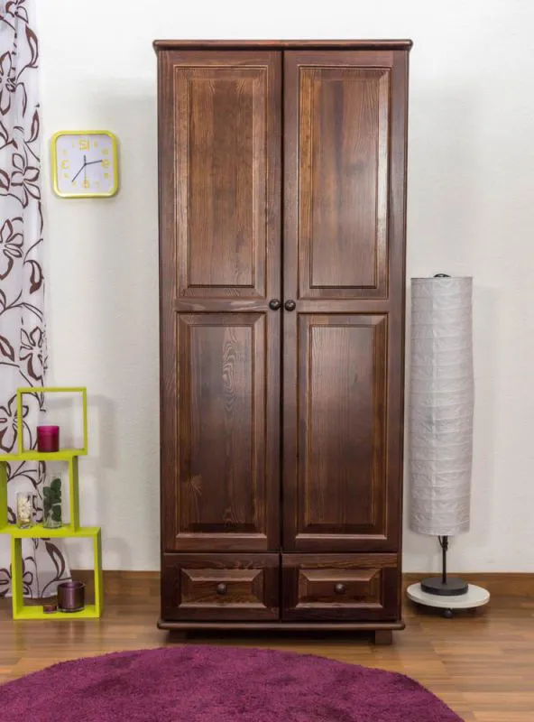 Bois véritable Armoire, Couleur: Noisette 190x80x60 cm Abbildung