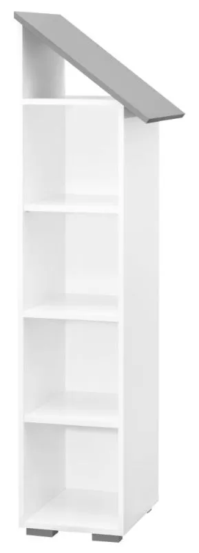 Bibliothèque enfant Daniel 03 | Blanc / Gris | Droite | 165 x 43 x 44 cm | Rangement moderne