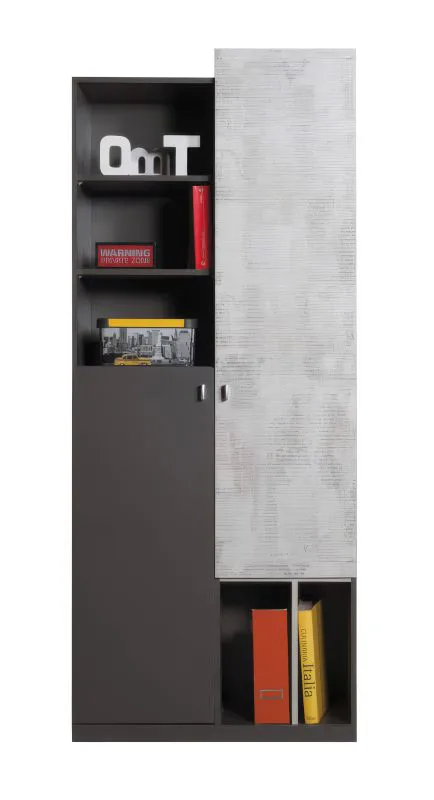 Armoire penderie Ohey 04 | 2 portes battantes | Gris foncé/clair | 195 x 80 x 40 cm | Gain de place