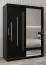 Armoire à portes coulissantes / Penderie avec miroir Tomlis 03B, Couleur : Noir - Dimensions : 200 x 150 x 62 cm (h x l x p)