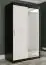 Armoire moderne Etna 78, Couleur : Noir mat / Marbre blanc - Dimensions : 200 x 120 x 62 cm (h x l x p), avec une porte à miroir