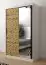 Armoire avec miroir Dom 81, Couleur : Blanc mat / Chêne Artisan / Noir mat - Dimensions : 200 x 120 x 62 cm (h x l x p), avec cinq casiers