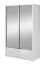 Armoire à portes coulissantes avec deux portes miroir et six compartiments Anfield 09, Couleur : Blanc brillant - Dimensions : 214 x 134 x 62 cm (H x L x P)
