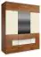 Armoire à portes battantes / armoire "Postira" 37, Couleur : Noyer / Blanc, massif partiel - Dimensions : 210 x 163 x 62 cm (H x L x P)