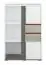 Chambre d'adolescents - Commode Connell 06, couleur : blanc / anthracite / gris clair - Dimensions : 136 x 92 x 40 cm (H x L x P), avec 2 portes, 2 tiroirs et 5 compartiments