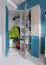 Chambre d'adolescents - armoire à portes battantes / armoire d'angle Aalst 16, couleur : chêne / blanc / bleu - Dimensions : 190 x 90 x 90 cm (H x L x P)
