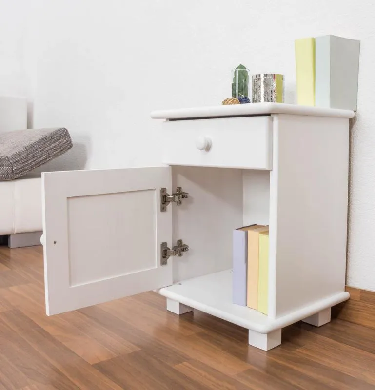 Table de nuit Blanc Pin massif Abbildung