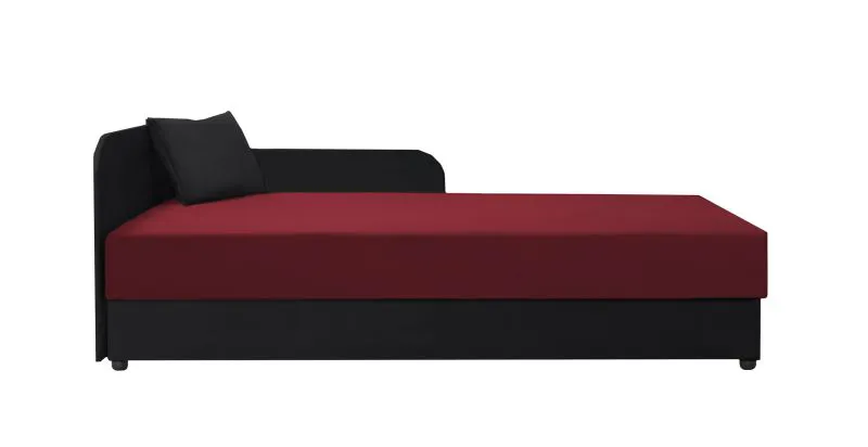 Lit d’appoint / Banquette Lobatos 89 | Bonellfederkern | Coussin inclus | Tête de lit gauche | 80 x 195 cm | Noir / Rouge