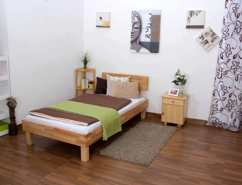 Lit en bois Cadre de lit Coeur de Hêtre 100 x 200 cm huilé Abbildung