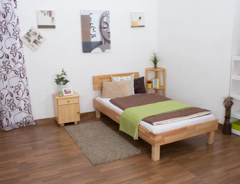 Bois massif Lit Coeur de Hêtre 100 x 200 cm huilé Abbildung
