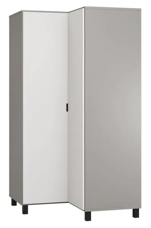 Armoire à portes battantes / armoire d'angle Pantanoso 39, couleur : gris / blanc - Dimensions : 195 x 102 x 104 cm (H x L x P)