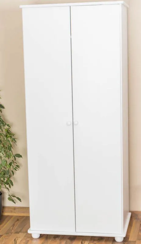 Chambre à coucher - Armoire Pin Bois véritable massif Blanc - Dimensions 195 x 84 x 59 cm Abbildung