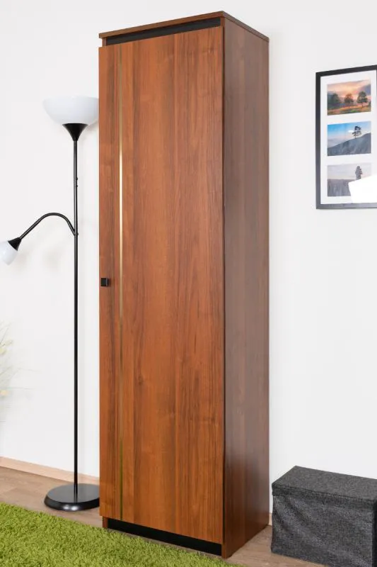 Armoire Mojokerto 20 | Noyer & Noir | 194 x 55 x 39 cm | Élégance moderne, grande capacité