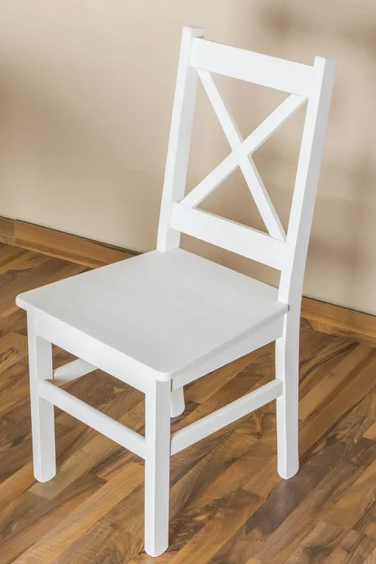 Chaise en pin massif laqué blanc Junco 246 | Design moderne | 95 x 44 x 49 cm | Confort optimal