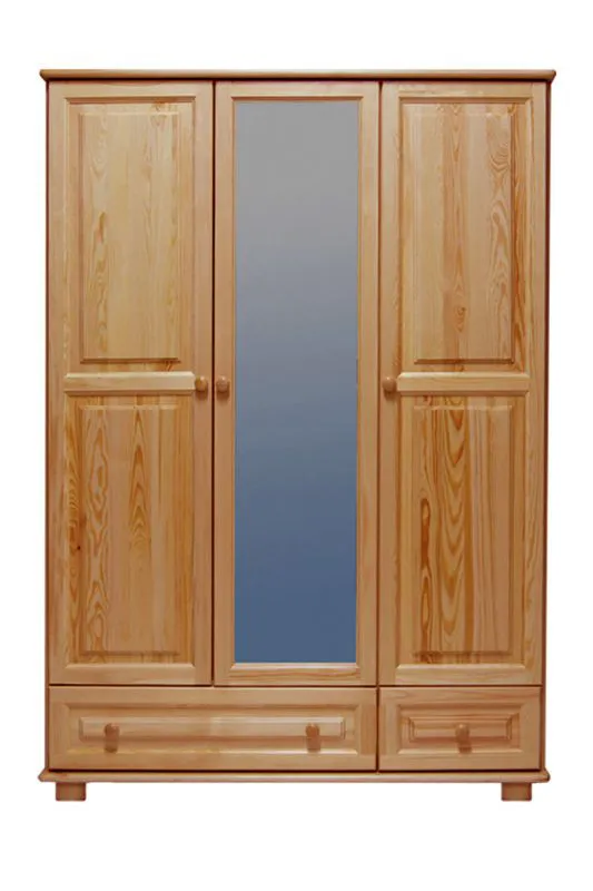 133 cm de large Armoire avec 3 portes, 4 casiers et 2 tiroirs en bois massif | Couleur: Naturel | Profondeur: 60 cm Abbildung