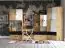 Bureau avec armoire annexe Sirte 11, Couleur : Chêne / Blanc / Noir brillant - Dimensions : 153 x 150 x 50 cm (h x l x p)