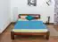 Lit d'enfant / lit de jeunesse en bois de pin massif, couleur noyer massif A5, avec sommier à lattes - Dimensions 140 x 200 cm