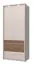 Armoire spacieuse Papauta 01 | Coloris cachemire & chêne foncé | 226 x 97 x 60 cm | LED intégrée