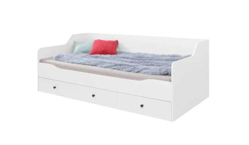 Lit enfant / adolescent Tellin 13 | Blanc & Blanc brillant | 90 x 200 cm | Design moderne