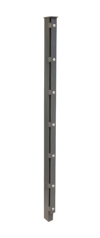 Poteau de clôture mod. A, Finition: Revêtement anthracite, Pour hauteur de clôture: 163 cm, Longueur: 220 cm, Points de fixation: 9