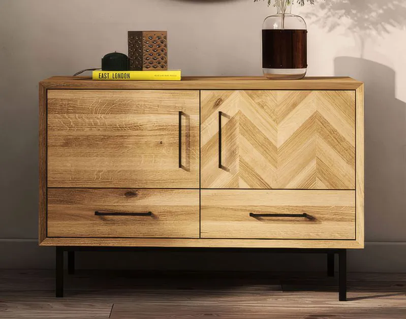 Commode en chêne sauvage massif huilé | Design exclusif | 65 x 97 x 45 cm | Wooden Nature Premium