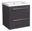 Meuble sous-lavabo compact Nadiad 45 | Chêne noir | 50 x 51 x 39 cm | 2 tiroirs, design moderne