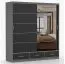 Armoire penderie portes coulissantes avec miroir | Noir & Gris | Lusatian 25 | 218 x 203 x 61 cm | 3 tiroirs, 12 compartiments