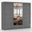 Armoire penderie 2,5 m | Lusatian 35 | Gris avec miroir | 7 étagères | 4 tiroirs | 3 portes | 218 x 250 x 61 cm