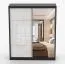 Armoire penderie 1,8 m avec portes coulissantes | Blanc/Noir | Gorski 04 | Miroir | 6 compartiments | 2 portes
