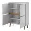 Commode design Cathcart 08 | Chêne Riviera & Blanc | 134 x 107 x 40 cm | 4 portes, 8 compartiments